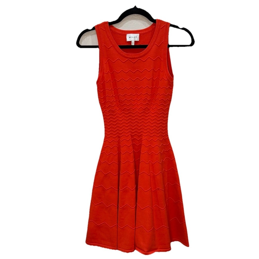 Flowy Flare Luxe Dress Sz P Dark Orange Graceful Silhouette - Milly Knit Delilah